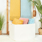 MINTWOOD Design 112L Extra Large Blanket Basket Holder Living Room, 25"x17"x16" Rectangle Rope Woven Storage Basket with Hand