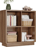 ChooChoo 4 Cube Storage Organizer, Wooden Bookcase with Storage, Cube Storage Bookshelf for Bedroom and Home Office, Brown Wa