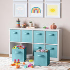 Storage Cubes Pack Of 8 - Standard Size Cube Storage Bin 10.5x10.5x11 With Dual Handles For Easy Carrying- Fabric Storage Bin
