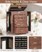 AKOZLIN 360° Rotating Jewelry Box 6-Tier Organizer Functional Jewelry Storage Case for Women Girls Ring Necklace Earring Brac