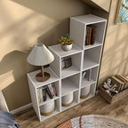 Homes: Inside + Out Apexa 3-Cube Storage Organizer Shelves, Stackable Wood Bookcase Fits Cubby Bins for Organization, Dorm Te