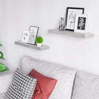 Ballucci Floating Shelves, 24" Wood Wall Shelf Set of 2, with Invisible Brackets for Bathroom, Living Room, Bedroom, Kitchen,