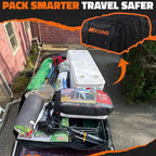 Mockins 35 Cu Ft Black Rooftop Cargo Carrier Bag | 60"x42"x24" Roof Bag Cargo Carrier for Top of Vehicle | Vehicle Soft-Shell Carriers for Car Roof Storage w/Accessories | Use with or w/o Roof Rack