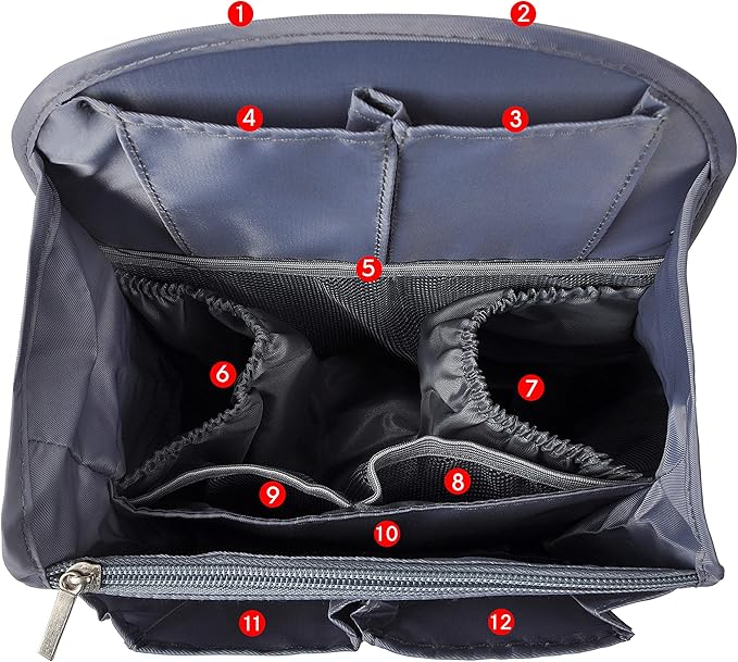 Vercord Backpack Organizer Insert Liner Hanging Travel Bag in Bag with Many Pockets