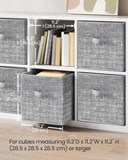 SONGMICS Storage Cubes, 11-Inch Non-Woven Fabric Bins with Double Handles, Set of 6, Closet Organizers for Shelves, Foldable,