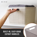 BINO | Woven Plastic Basket | Large (Natural Grey), 3-Pack | THE JUTE COLLECTION | Home Organization, Space - Saving Storage,