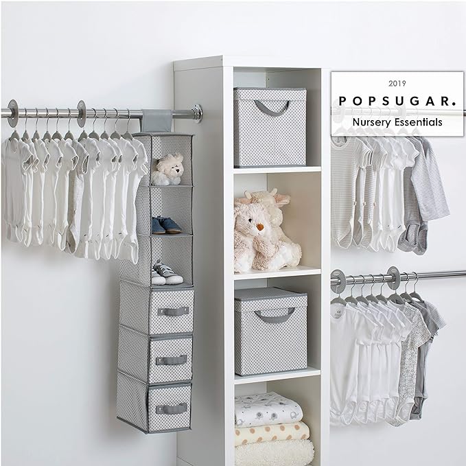 Delta Children Nursery Storage 48 Piece Set - Easy Storage/Organization Solution - Keeps Bedroom, Nursery & Closet Clean, Gre