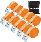Cartman 1" x 12'Lashing Straps Cargo Tie-Down Strap Up to 600lbs, 10pk in Carry Bag, Orange