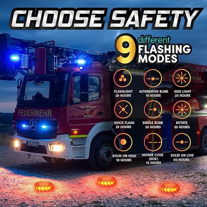 Marcala 12-Pack Emergency Flares for Vehicles | Emergency Roadside Lights | Complete LED Road Flares Kit | Emergency Lights F