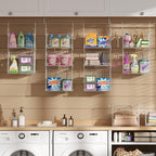 Sonyabecca 5-Tier Hanging Laundry Basket Organizer: Foldable Wire Shelf Basket with 4 Large Hooks 1.65" & 360°Rotating Hooks 