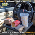 2-in-1 Steering Wheel Tray Desk for Eating & Laptop for Chevrolet Colorado III Crew Cab Short Box 2023-2025, Hook-On Car Food Tray with Cup Holder & Pen Slot Portable Car Desk for Commuters