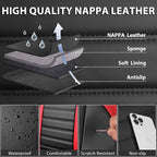 CAR PASS Nappa Leather Car Seat Covers Full Set, Luxury Seat Protector for Cars, Waterproof Anti-Slip Seat Cushion Armrest Co