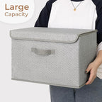 GRANNY SAYS Closet Storage Bins, Storage Boxes with Lids, Clothes Organizing Bins, Lidded Baskets for Toys, Clothing, Gray, E
