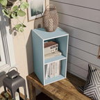 Homes: Inside + Out Apexa 2-Cube Storage Organizer Shelves, Stackable Wood Bookcase Fits Cubby Bins for Organization, Dorm Te