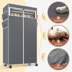 Raybee Rolling Clothes Rack with Cover Clothing Racks for Hanging Clothes Heavy Duty Portable Closet with Wheels Garment Rack