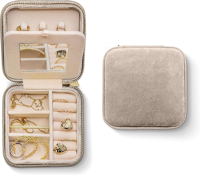 Benevolence LA Plush Velvet Jewelry Box | Travel Jewelry Case Organizer with Mirror | Featured in Oprah's Favorite Things | B