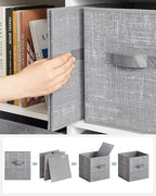SONGMICS Storage Cubes, 11-Inch Non-Woven Fabric Bins with Double Handles, Set of 6, Closet Organizers for Shelves, Foldable,