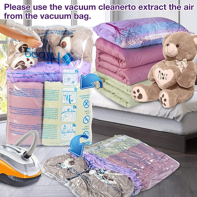 XXL Jumbo 47''X35'' Vacuum Storage Space Saver Bags Extra Large for Blanket, Bedding, Comforters and Huge Stuffed Toy (6 Pack