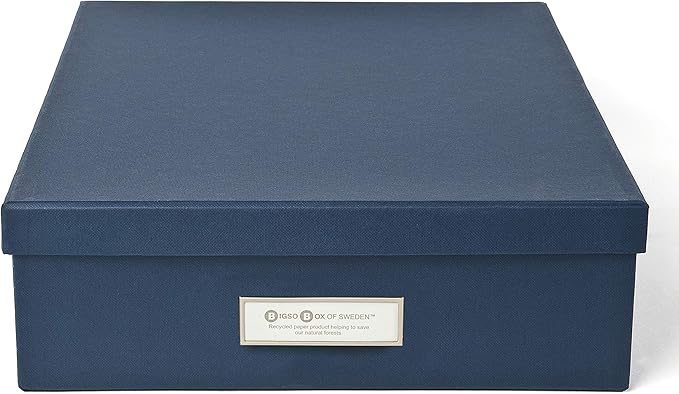 Bigso Oskar Fiberboard Label Frame Document Letter Box - File Organizer Box for Important Paperwork - Document Storage with a