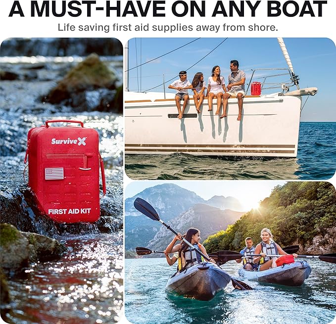 Large Waterproof First Aid Kit for Car, Travel & Home - Emergency Kit for Hiking, Camping, Backpacking and Outdoors - Include