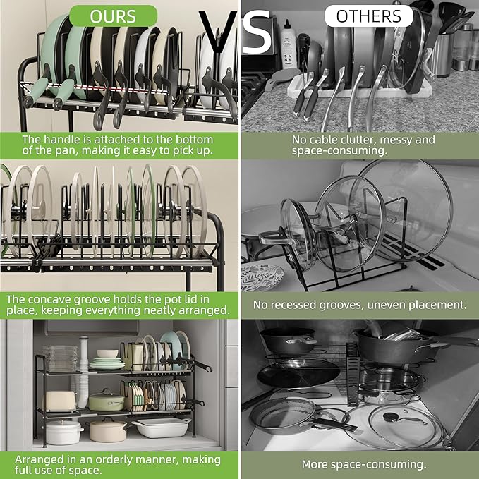 NETEL Adjustable Under Sink Organizers and Storage,Pots and Pans Organizer Under Kitchen Cabinet,Pan Lid Organizers Inside Ca