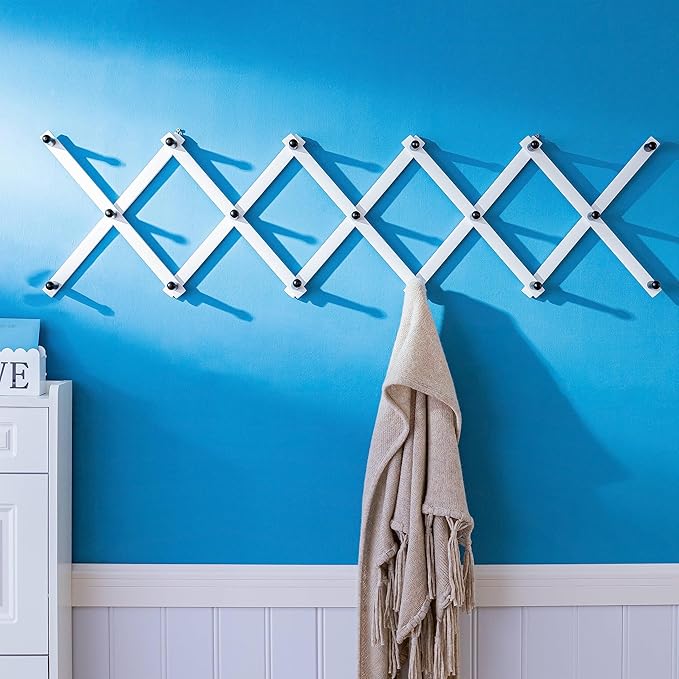 SKOLOO Hat Rack for Wall with 17 Hooks, Solid Wooden, Modern, Expandable Coat Rack Wall Mount for Coats, Hats, Bags, Baseball