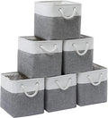 MidmmVick 11 x 11 Inch Cube Storage Bins, 6 Pack Large Collapsible Fabric Storage Bin with Ropes, Foldable Storage Cubes for 