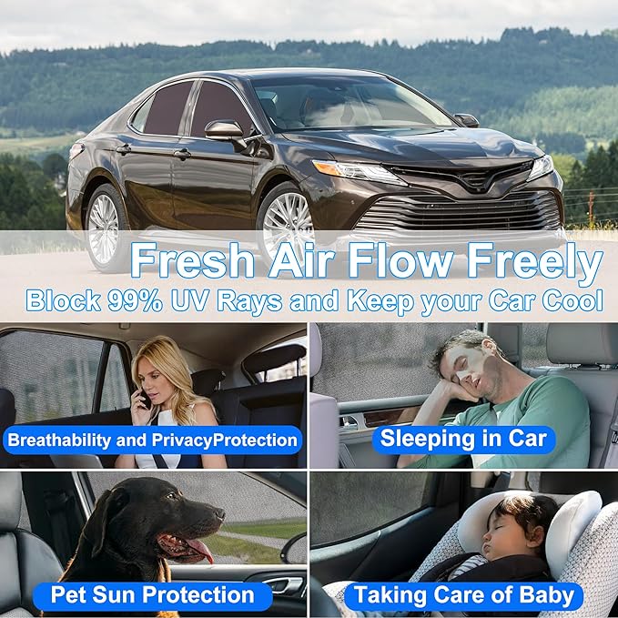 Front Side Half Window Shade Foldable Custom Fit for Toyota Camry 2012-2017 Car Window Shades for Side Window Sun Shade UV Protection Heat Insulation for Camping Sleeping 4PCS