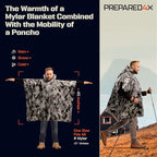 PREPARED4X Emergency Mylar Poncho – Survival Rain Poncho with Hood – Lightweight, Compact, Reusable Emergency Blanket Poncho 