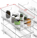 Simple Houseware 2 Tier Basket Drawer Cabinet Pull-Out Organizer, 2 Pack, Clear