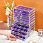 ProCase Earring Holder Organizer Jewelry Box with 10 Drawers, Acrylic Clear Earring Case with Adjustable Velvet Trays for Wom