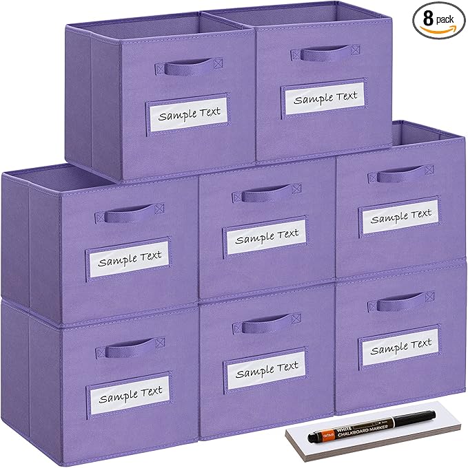 artsdi 13x13x13 storage cube bins(Set of 8) Fabric storage cubes with 8 Labels Window Cards & a Pen, storage cubes 13x13, Col