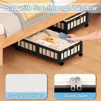 efluky 2-Pack Bamboo Under Bed Storage Containers with Wheels, Under Bed Clothes Storage Basket with Large Dust Bag, Rolling 