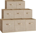 SONGMICS Storage Cubes, 13 x 13 x 13 Inches Non-Woven Fabric Bins with Double Handles, Set of 8, Closet Organizers for Shelve