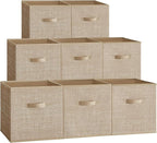 SONGMICS Storage Cubes, 13 x 13 x 13 Inches Non-Woven Fabric Bins with Double Handles, Set of 8, Closet Organizers for Shelve