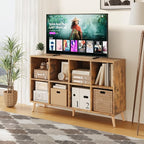 8-Cube Bookshelf 2 Tier Retro Bookcase with Legs, 11in Shelf Opening, 47" Wood Bookshelves Storage Organizer Shelf, Freestand