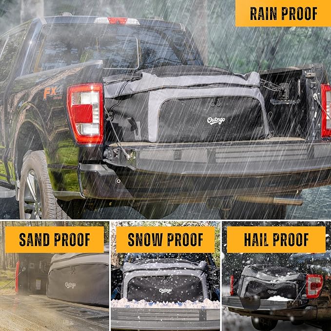 Truck Bed Cargo Bag-Waterproof Luggage Bag For Truck Bed 26 Cu. Ft Heavy-Duty PVC Truck Bed Waterproof Storage Fits Any Truck Size Dual Opening 4 Stretch Cord 2 Combination Lock (50"x40"x22")