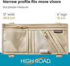 High Road Car Visor Organizer with Zippered Pockets, Sunglasses Sleeve and Clear Photo or Registration and Insurance Pocket - Heavy Duty Straps Fit Most Car, SUV and Truck Visors - Tan