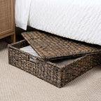happimess BSK2015B Holden 30" Classic Costal Hand-Woven Hyacinth Wicker Under Bed Storage Basket with for Storage and Decorat