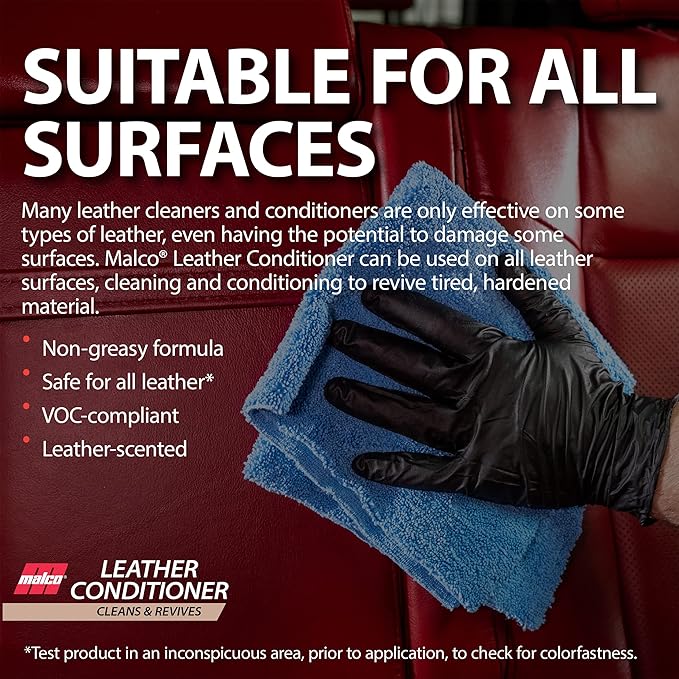 Malco Leather Conditioner for Cars - Cleans and Conditions Automotive Seats & Surfaces/Natural Moisturizers Soften, Restore a