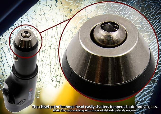 6 in 1 Auto Emergency Extraction Tool and LED Emergency Light - Seat Belt Cutter, Auto Glass Breaker, 3-Mode Security Flashli
