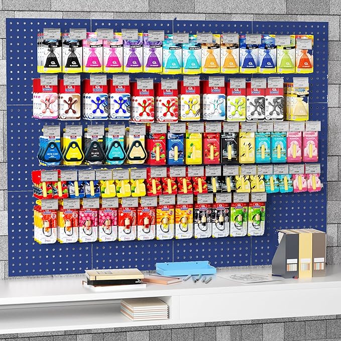Peg Board, 6PCS Metal Pegboard, Heavy Duty Pegboard Wall Organizer with Frame. Pegboard for Walls, Garage, Workbench, Craft R