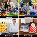 Compression Packing Cubes for Travel, 6 Set Red Dots Luggage Organizer, Lightweight Waterproof Expandable/Compression Bags Sm