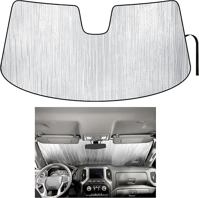 YelloPro Custom Fit Reflective Front Windshield Sunshade for 2020 2021 2022 2023 2024 2025 2026 Chevrolet Silverado 2500 3500, Regular Cab, Double Cab, Crew Cab 2Dr 4Dr [Made in USA]