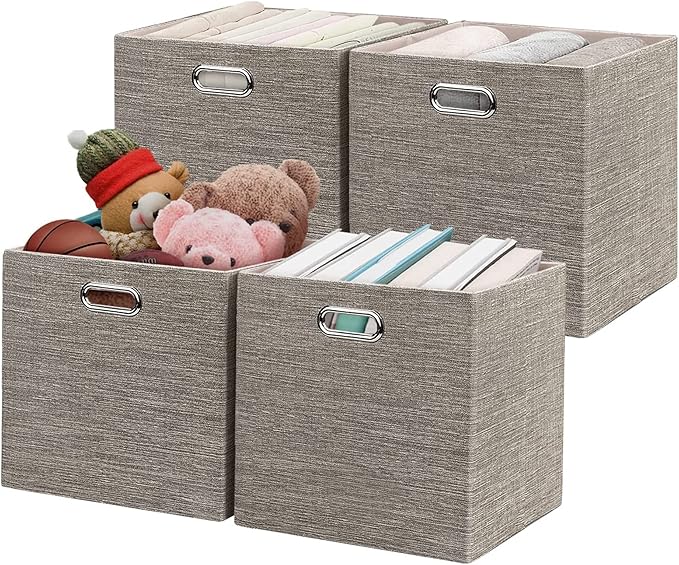 Posprica 3X Thicker Fabric Storage Cubes 13 inch Collapsible Storage Bins for Organization, Cubby Storage Baskets for Organiz