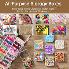 Bead Organizer Box, 120 Pack Small Clear Storage Boxes with Labels, Large Travel Craft Case with Handle, Mini Plastic Contain