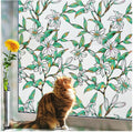 Coavas Static Cling Privacy Window Film, 96% UV & Heat Blocking, Stained Glass Window Film Floral Design, Non-Adhesive, for Bathroom, Front Door, Shower Enclosure‌ (Vinyl, 17.5" X 78.7 ")