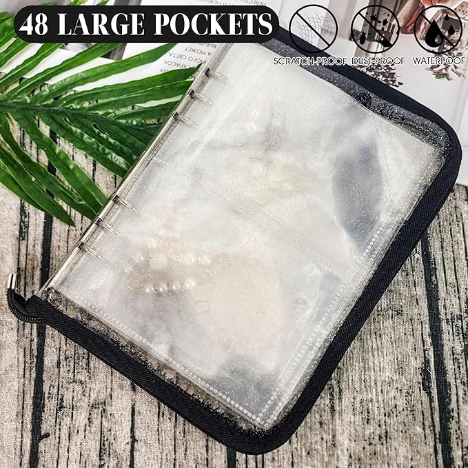 Bracelet Holder Travel Jewelry Organizer Case Transparent Jewelry Storage Book for Earring Necklace Ring with Small Clear Zip
