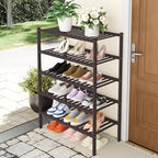 Smiry Shoe Rack, 5 Tier Thick Bamboo Shoe Organizer, Stackable Free Standing Wooden Shoe Storage Shelf for Closet, Entryway, 