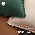 Foindtower Set of 2 Decorative Linen Fringe Lumbar Throw Pillow Covers Boho Farmhouse Cushion Cover with Tassels Soft Accent 